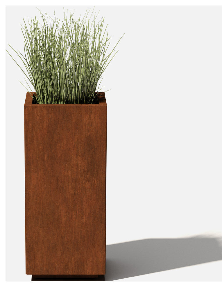 Metallic Series Corten Steel Pedestal Planter, Short