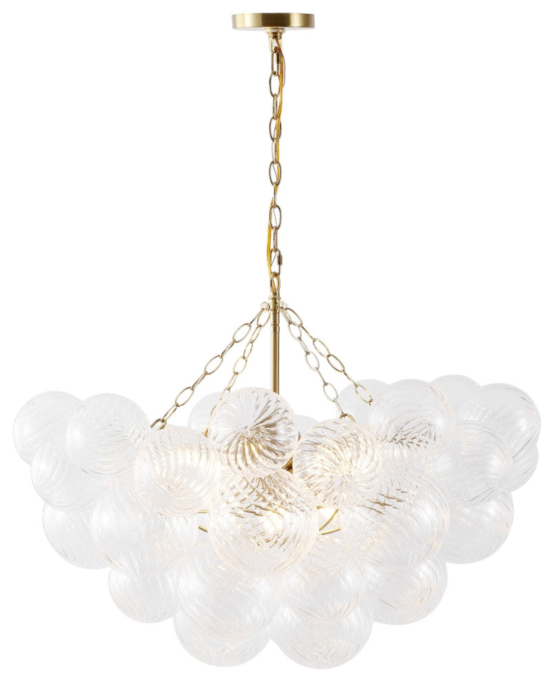 Safavieh Couture Betty Glass Bubbles Chandelier, Brass/Clear