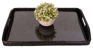 Rectangular Tray With Glass Insert, Tudor Black, 14"x10"x1"