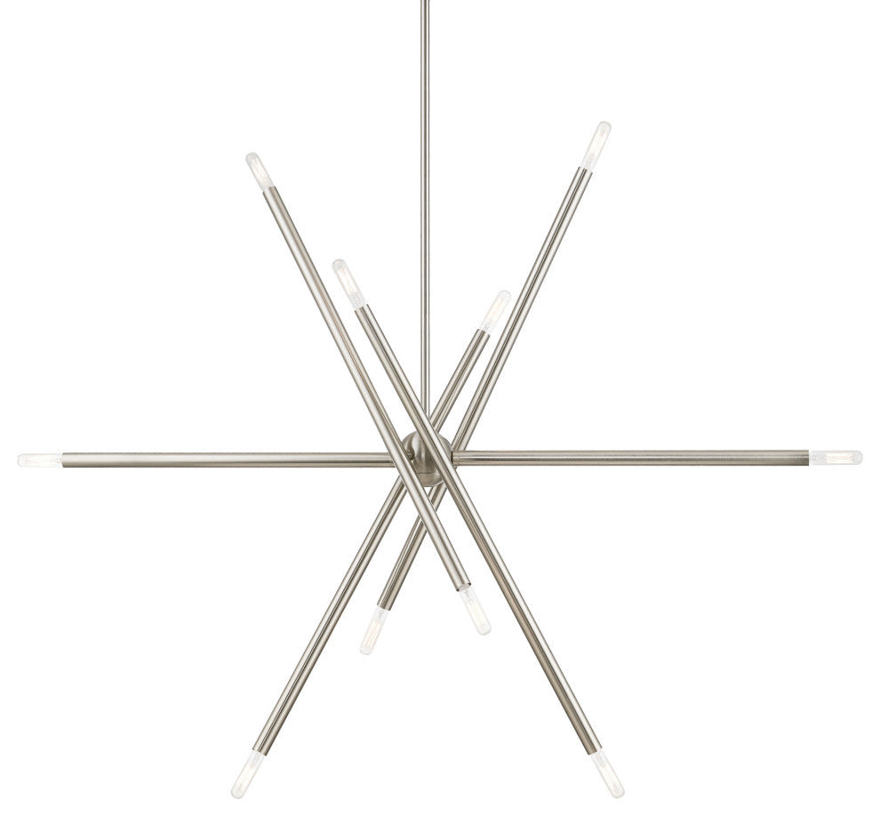 Soho 10 Light Brushed Nickel Linear Chandelier