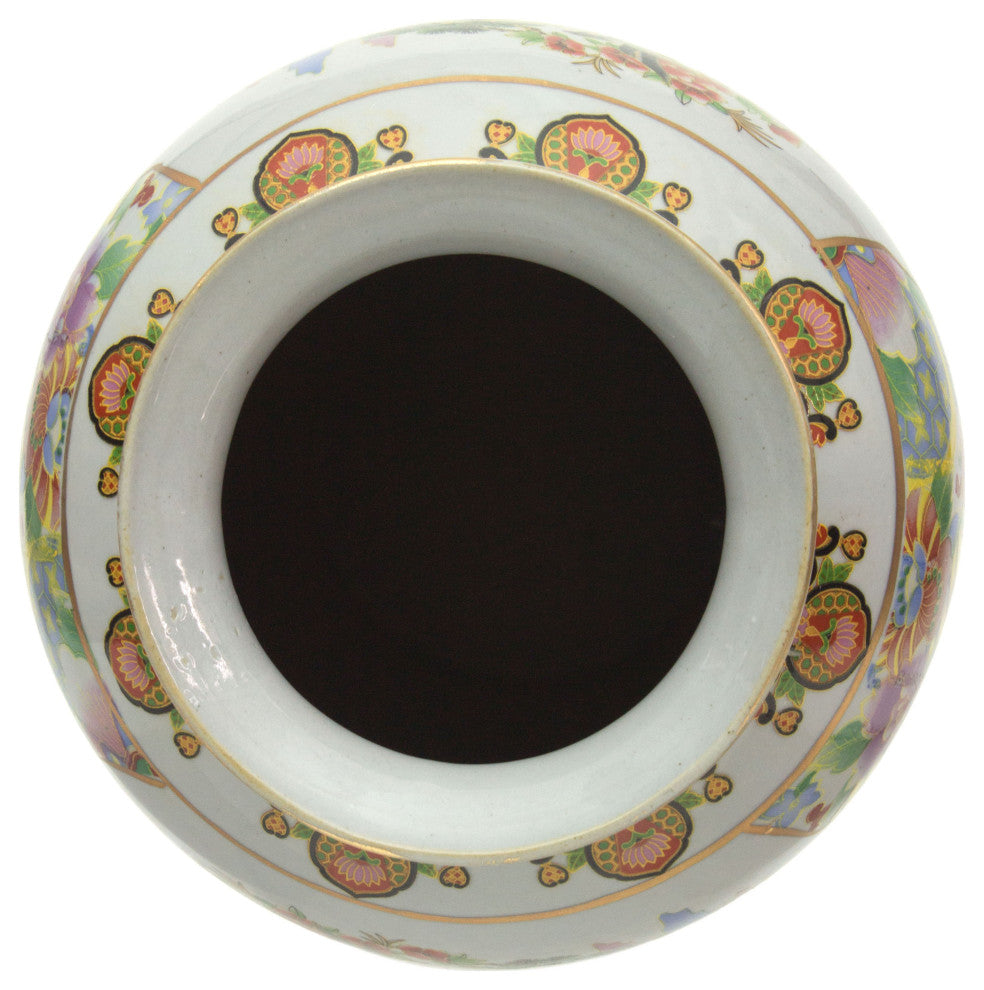 14" Satsuma Birds and Flowers Porcelain Tung Chi Vase