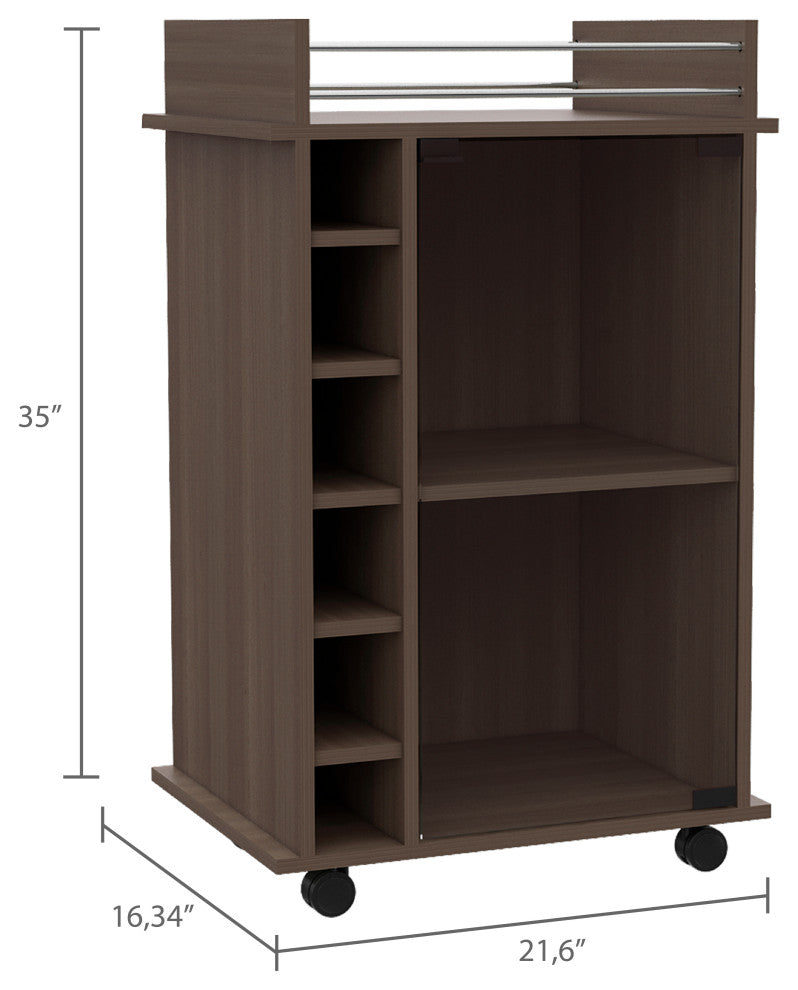 Huali Bar Cart, Smoky Oak