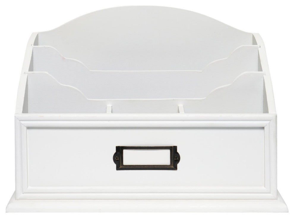American Art Decor 3-Tier File Organizer, White