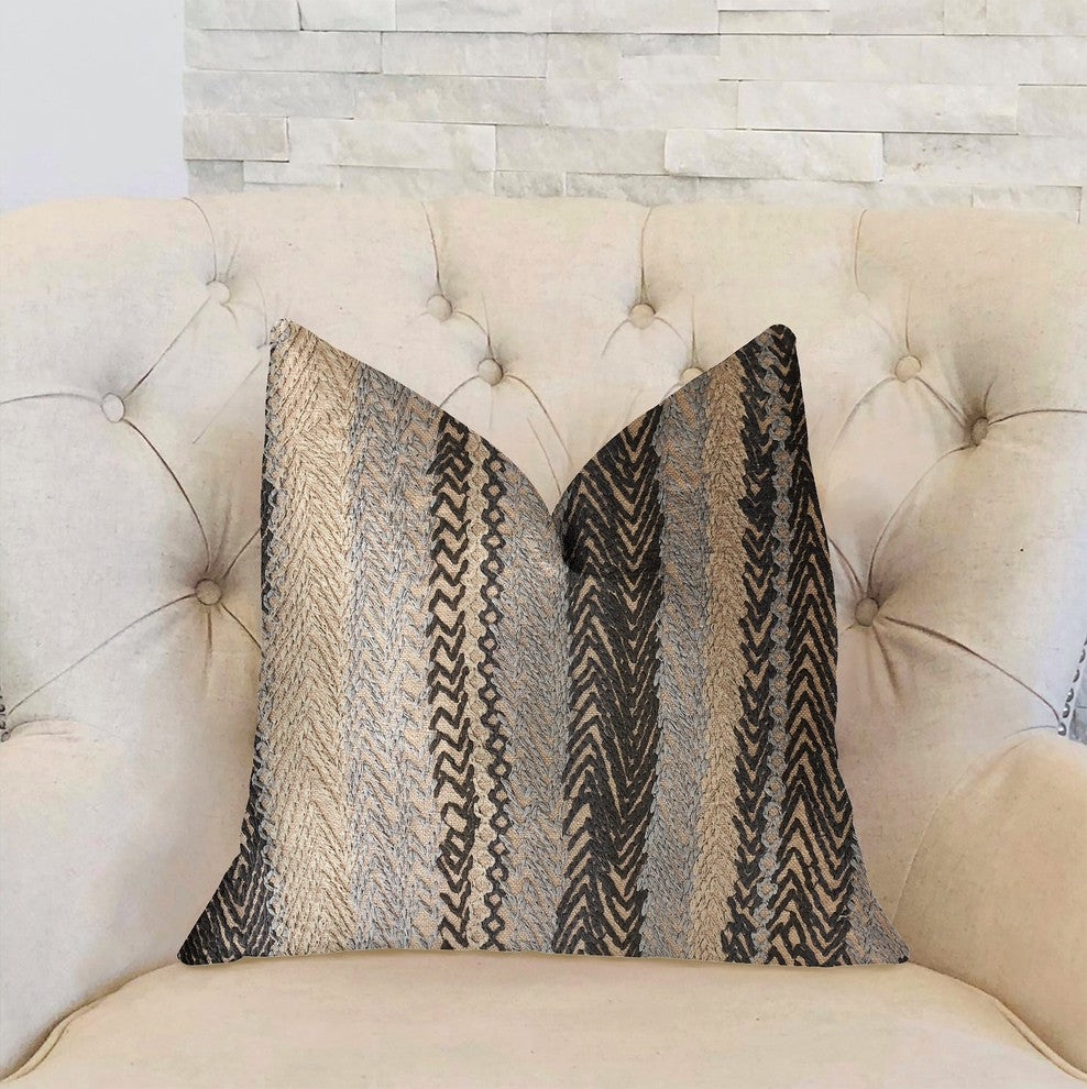 Gray Horizon Blue and Gray Luxury Throw Pillow, 18"x18"