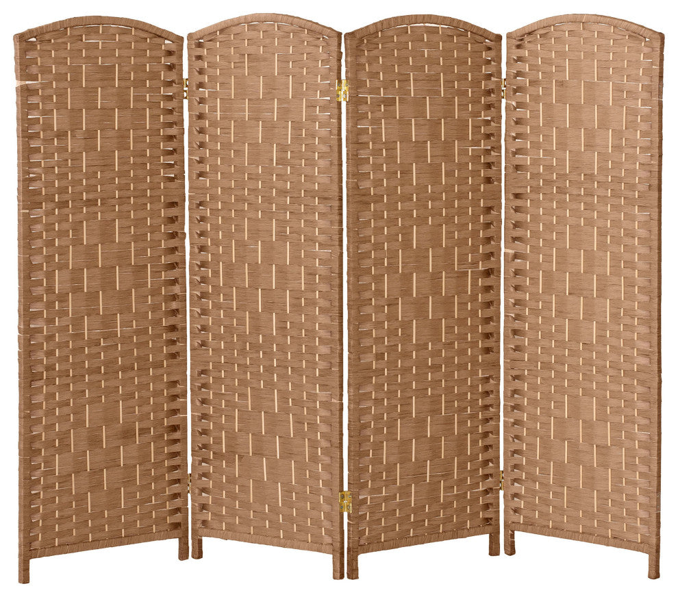 4 ft. Short Diamond Weave Fiber Room Divider Natural 4 Panel