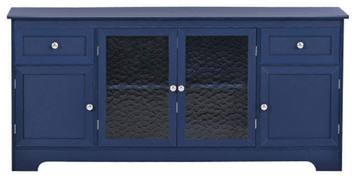 65 inch TV stand with 4 doors adjustable panels cabinet with navy finish