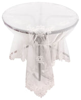 Delicate Daisies Lace Embroidered Tablecloth With Beaded Accents, 80"x80"
