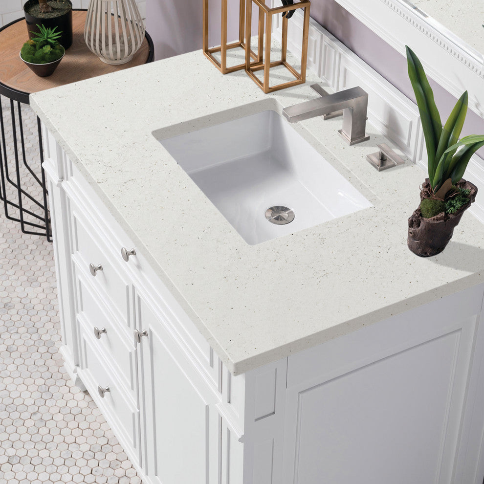 Bristol 36" Single Vanity, Bright White, Lime Delight Quartz