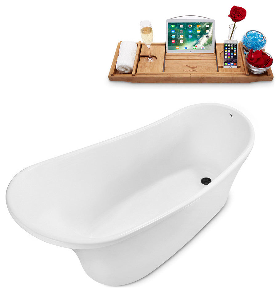 55" Streamline N1760-IN-BGM Freestanding Tub and Tray With Internal Drain