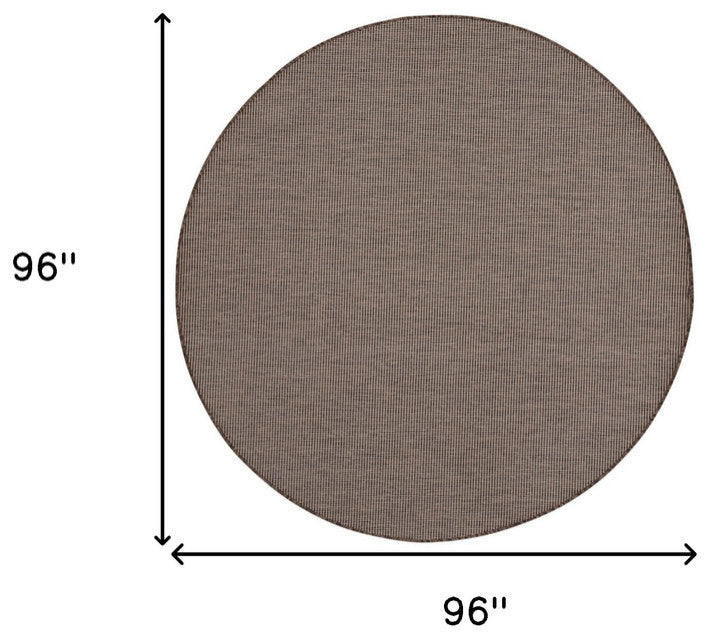8' Brown Round Power Loom Area Rug
