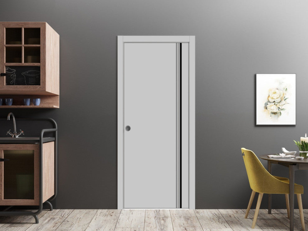 Slab Barn Door Panel 32 x 96 | Planum 0011 Grey Matte with  | Sturdy Finished