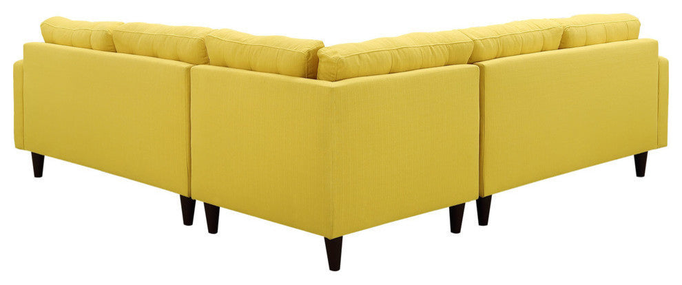 Modern Sunny Empress 3 Piece Upholstered Fabric Sectional Sofa Set