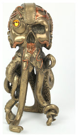 Bronze / Copper Finished Steampunk Human Skull / Octopus Fantasy Tabletop Statu