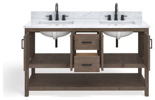 The Betsy Bathroom Vanity, Brown, 60", Double Sink, Freestanding