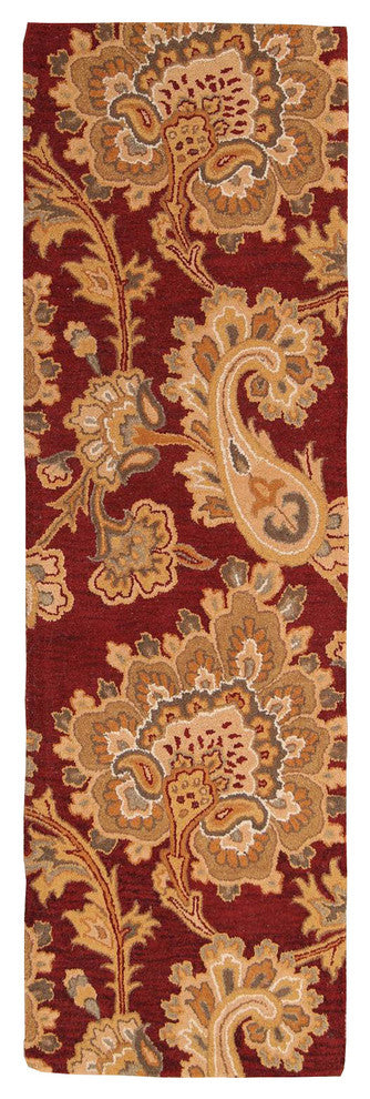 Paisley Hand Tufted Indian Oriental 100% Wool Area Rug, Runner 10'