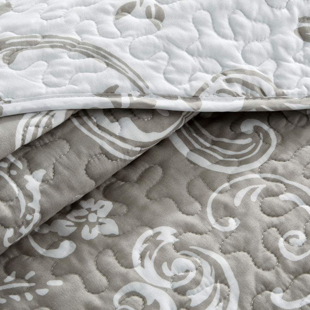 LA Boheme 5 Piece Printed Bed Spread Set, Taupe, Queen