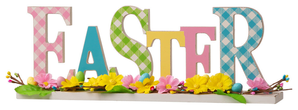 16"L Wooden "EASTER" Table Decor