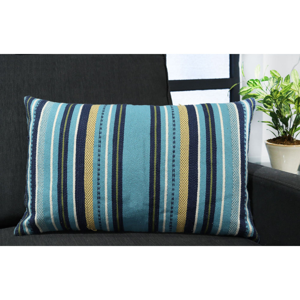 Turquoise Machine Woven Weldon Throw Pillow, 16" x 26"