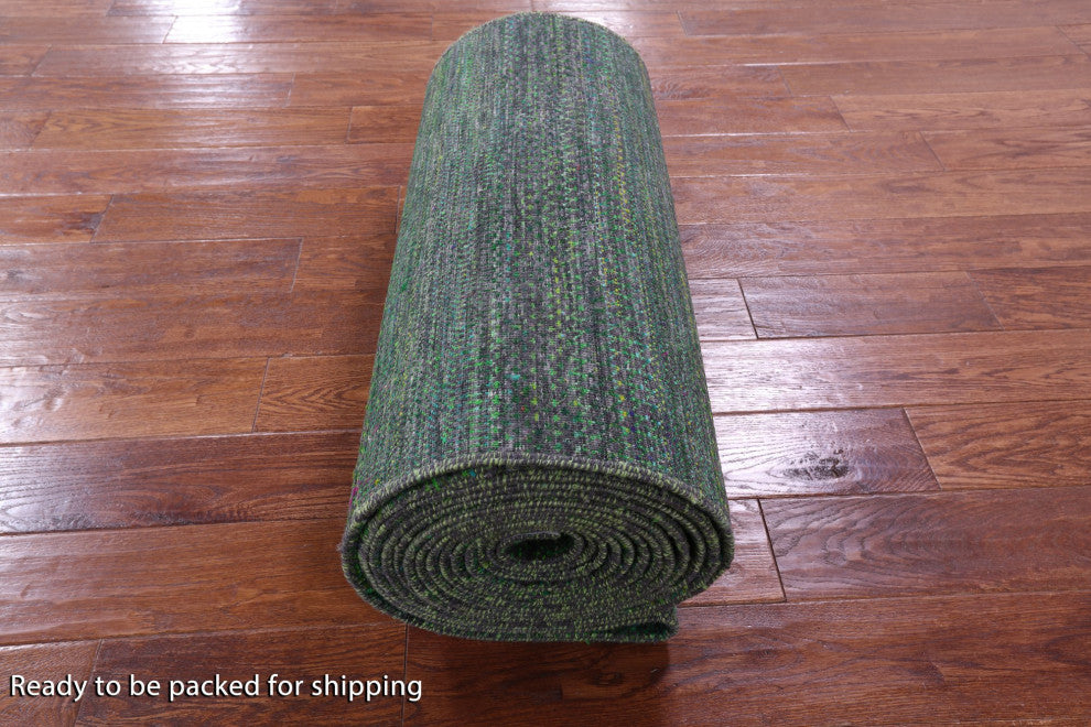 2' 6" X 25' 8" Runner Hand Knotted Super Savannah Gabbeh Wool and Silk Rug Q8616