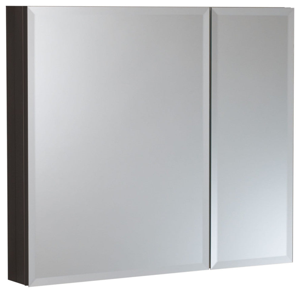 Surface Mount/Recessed Aluminum Framed Medicine Cabinet with Mirror and Shelves, 30" X 26";
