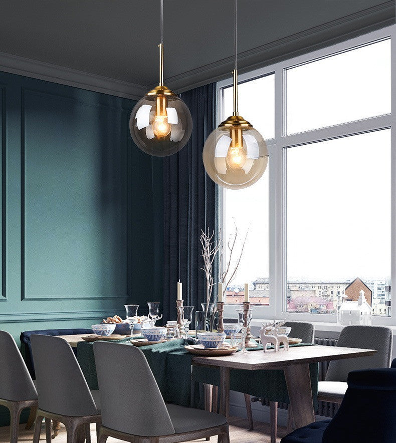 MIRODEMIÂ® Chexbres | Pendant Light in the Shape of Glass Balls, Amber Glass, Cool Light