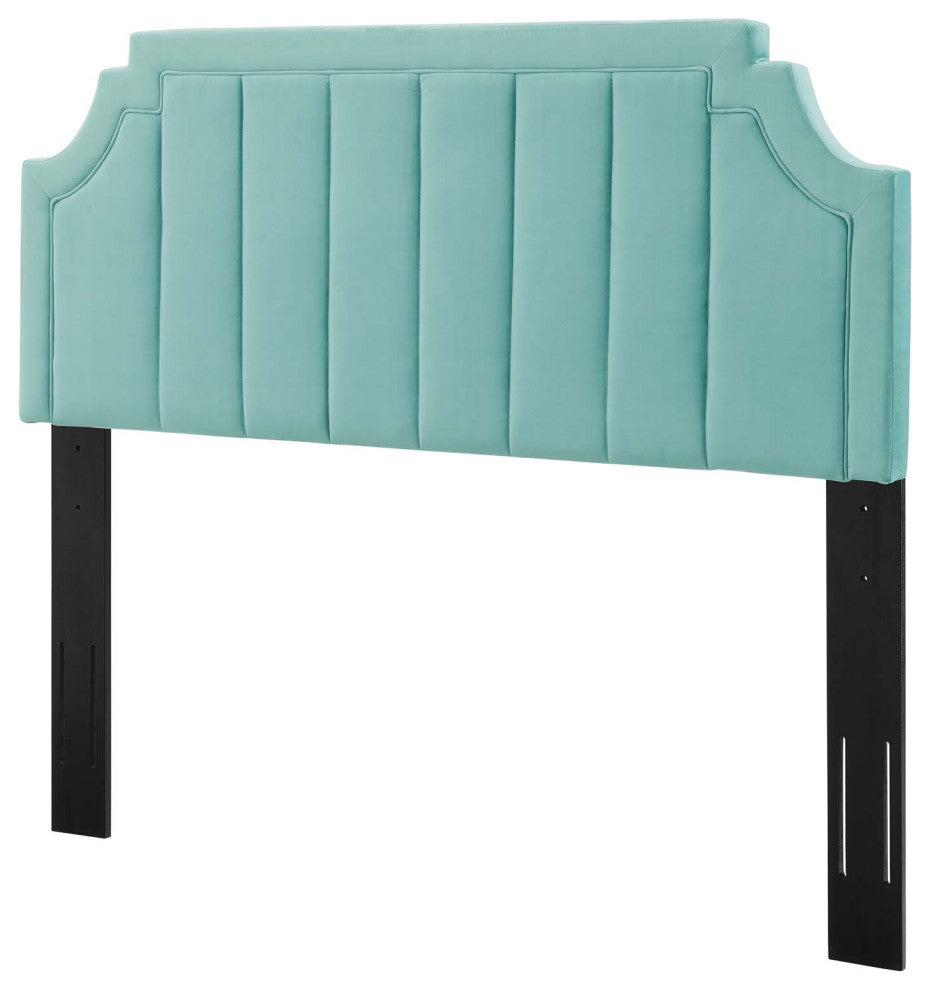 Tufted Headboard, King Size, Velvet, Blue, Modern Contemporary, Bedroom Master