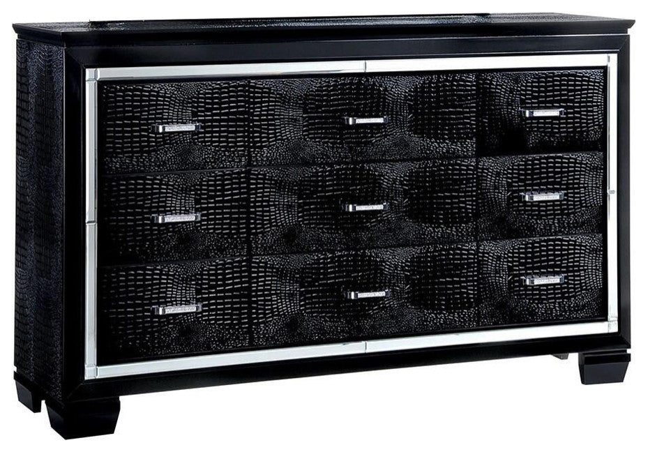 Wood Dresser with 9 Drawers, Black