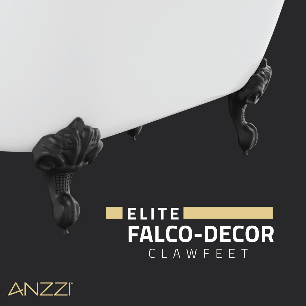 Falco 5.8' Acrylic Clawfoot Bathtub, Matte Black