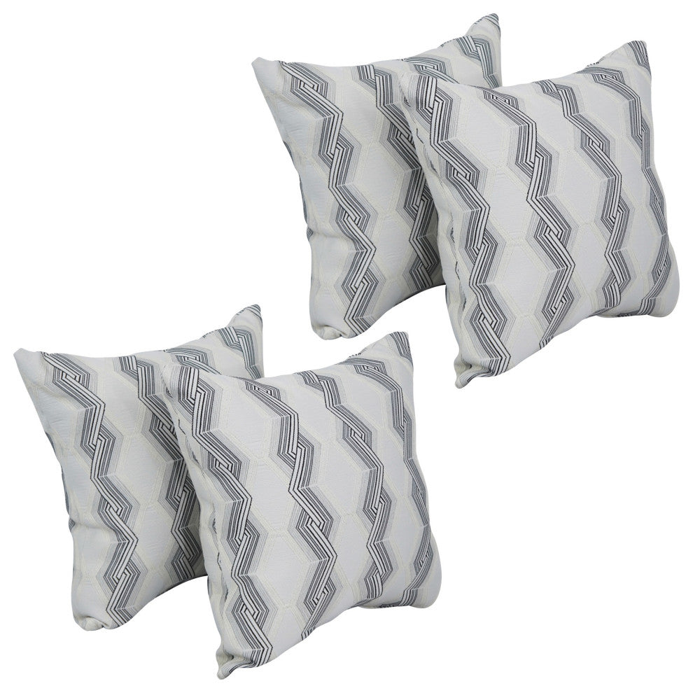 17" Jacquard Throw Pillows With Inserts, Set of 4, Zae Granit