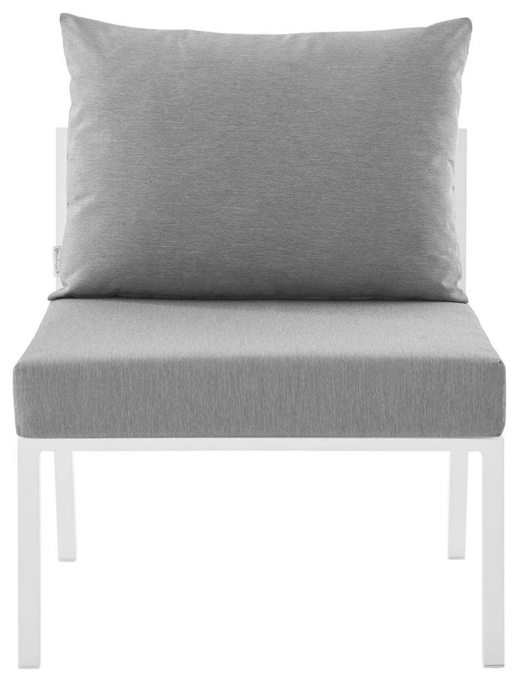 Lounge Sectional Sofa Chair Set, Aluminum, Metal, White Gray, Outdoor