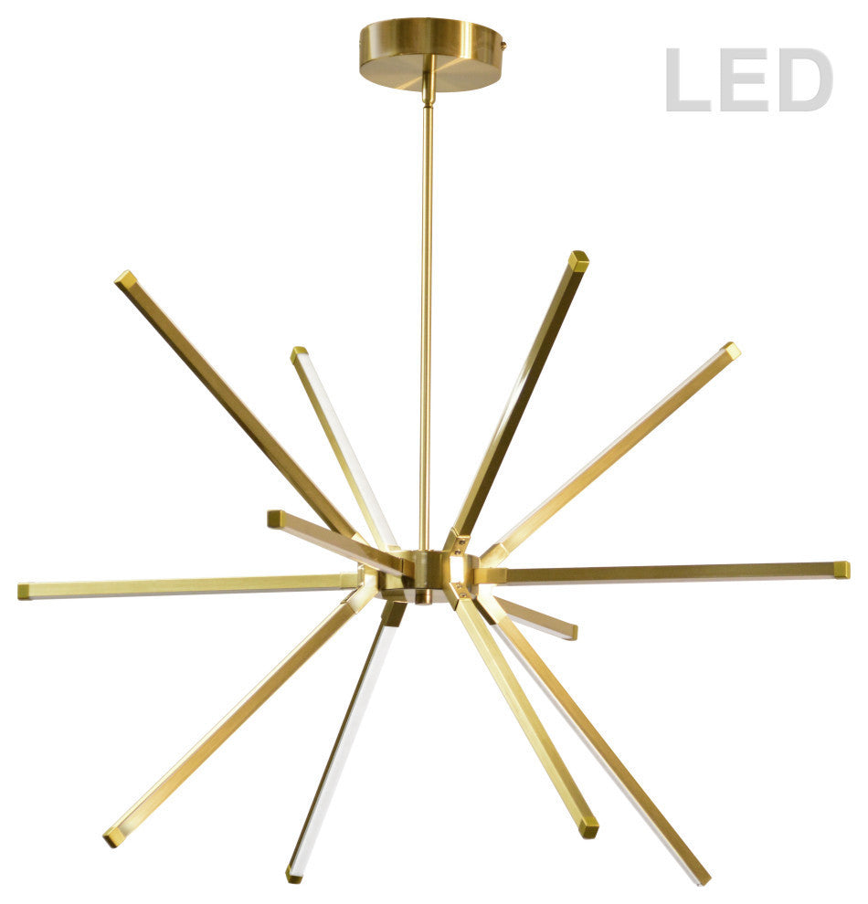 Array LED Chandelier 60W Aged Brass White Acrylic Diffuser