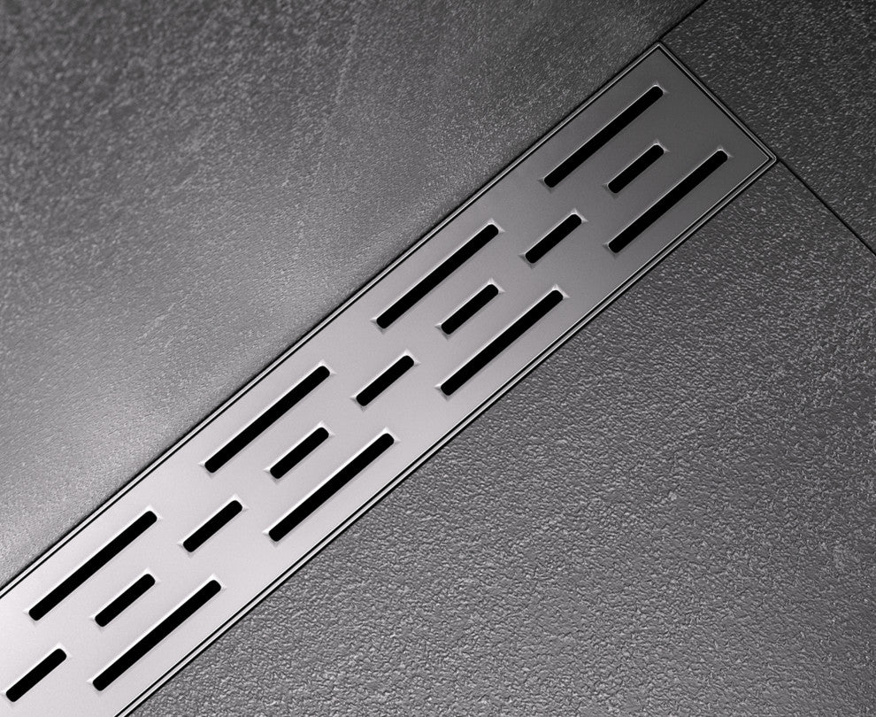 Linear Floor Drain with Removable Decorative Cover UPC certified, Brushed, 12"