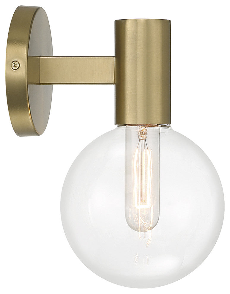 Wright 1-Light Wall Sconce, Matte Black, Warm Brass