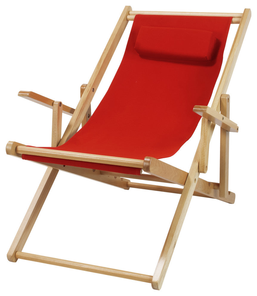 0Sling Chair Natural Frame-Red Canvas