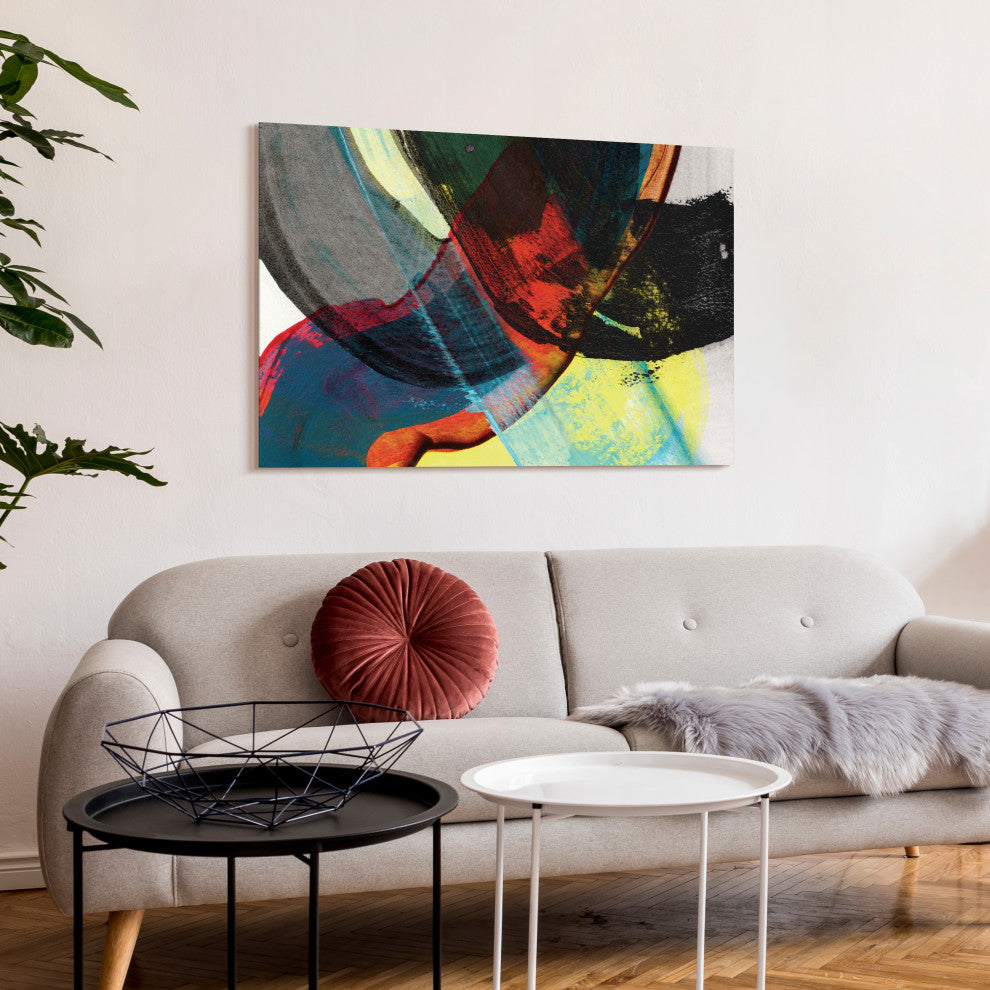 "Carnival Crossing AbstractII" Frameless Reverse Printed Tempered Glass Wall Art