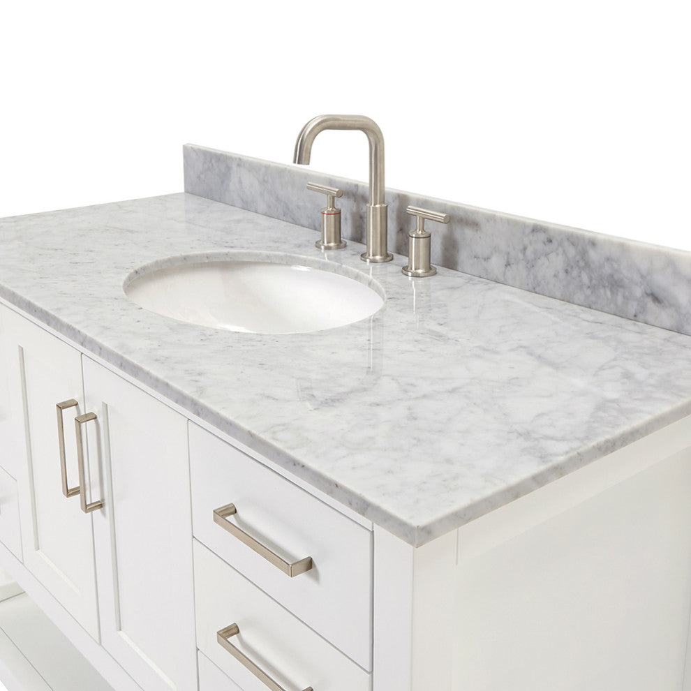 Ariel Magnolia 49" Oval Sink Bath Vanity Carrara Marble Gray