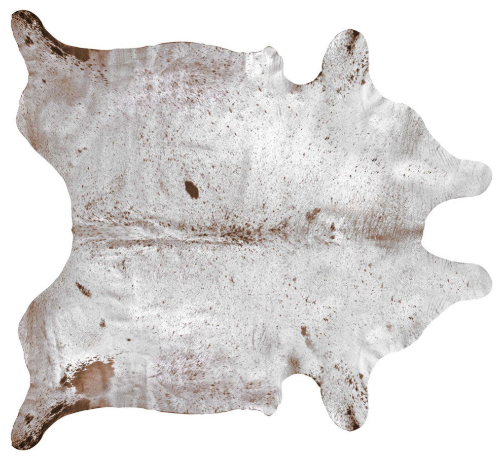 HomeRoots 72" x 84" White and Brown Cowhide Rug