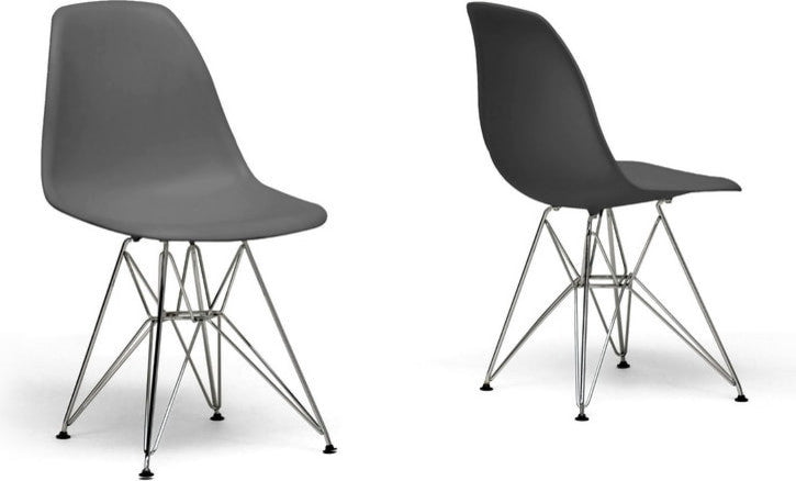 Azzo Gray Plastic Side Chair, Set of 2