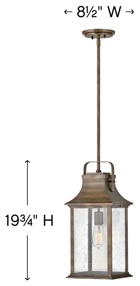Hinkley Grant Medium Hanging Lantern, Burnished Bronze