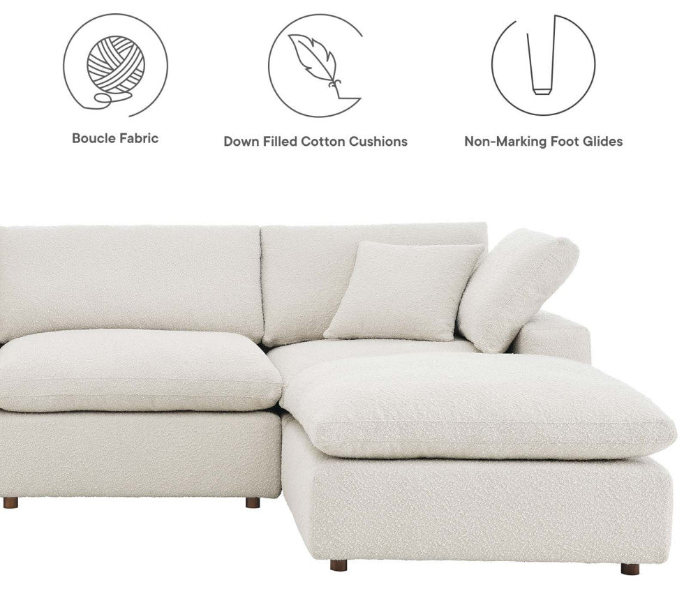 Commix Down Filled Overstuffed Boucle 7-Piece Sectional Sofa, Ivory