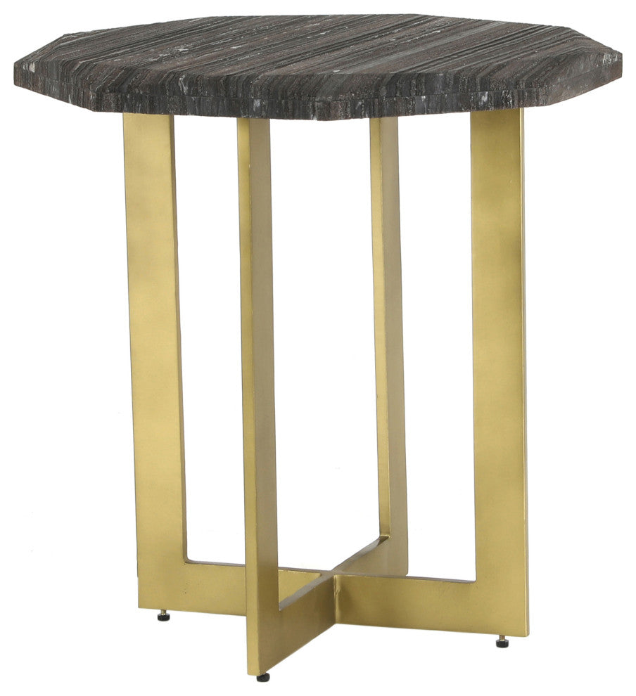 Industrial Faccet Accent Table - Grey