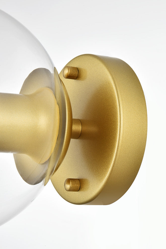 1 Light Brass And Clear Bath Sconce