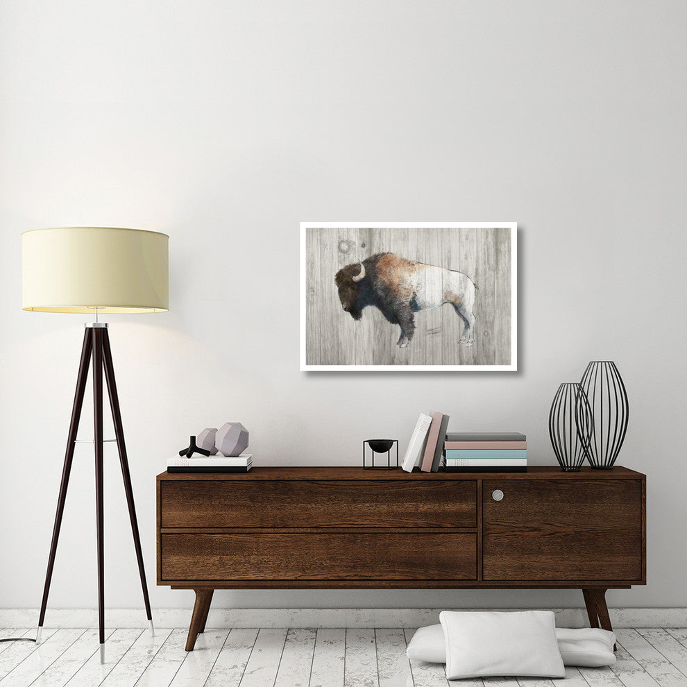 "Colorful Bison Dark Brown on Wood" Paper Print by Avery Tillmon, 38"x26"
