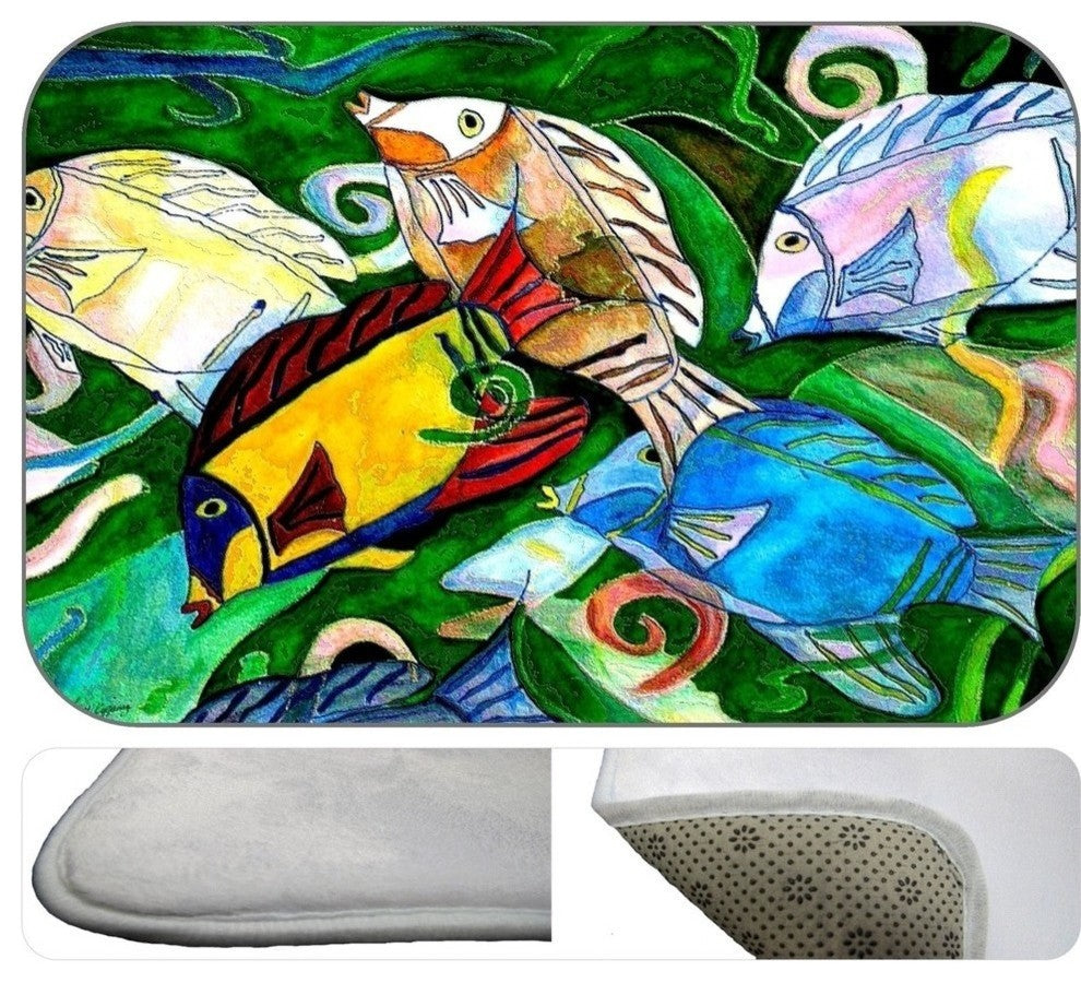 Fish School Plush Bath Mat, 30"x20"