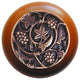 Grapevines Wood Knob, Antique Brass, Cherry Wood Finish, Antique Copper