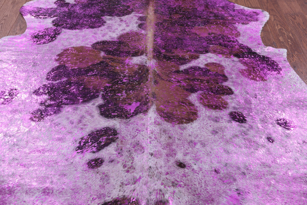 Pink Metallic Cowhide Rug 6' 2" X 6' 1" C2145
