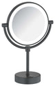 Circular LED Free Standing Magnifying Make Up Mirror, Matte Black