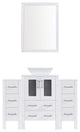 Modern Vanity Set With Two Sink Bases With Mirrors and Five Drawer Bases, White,
