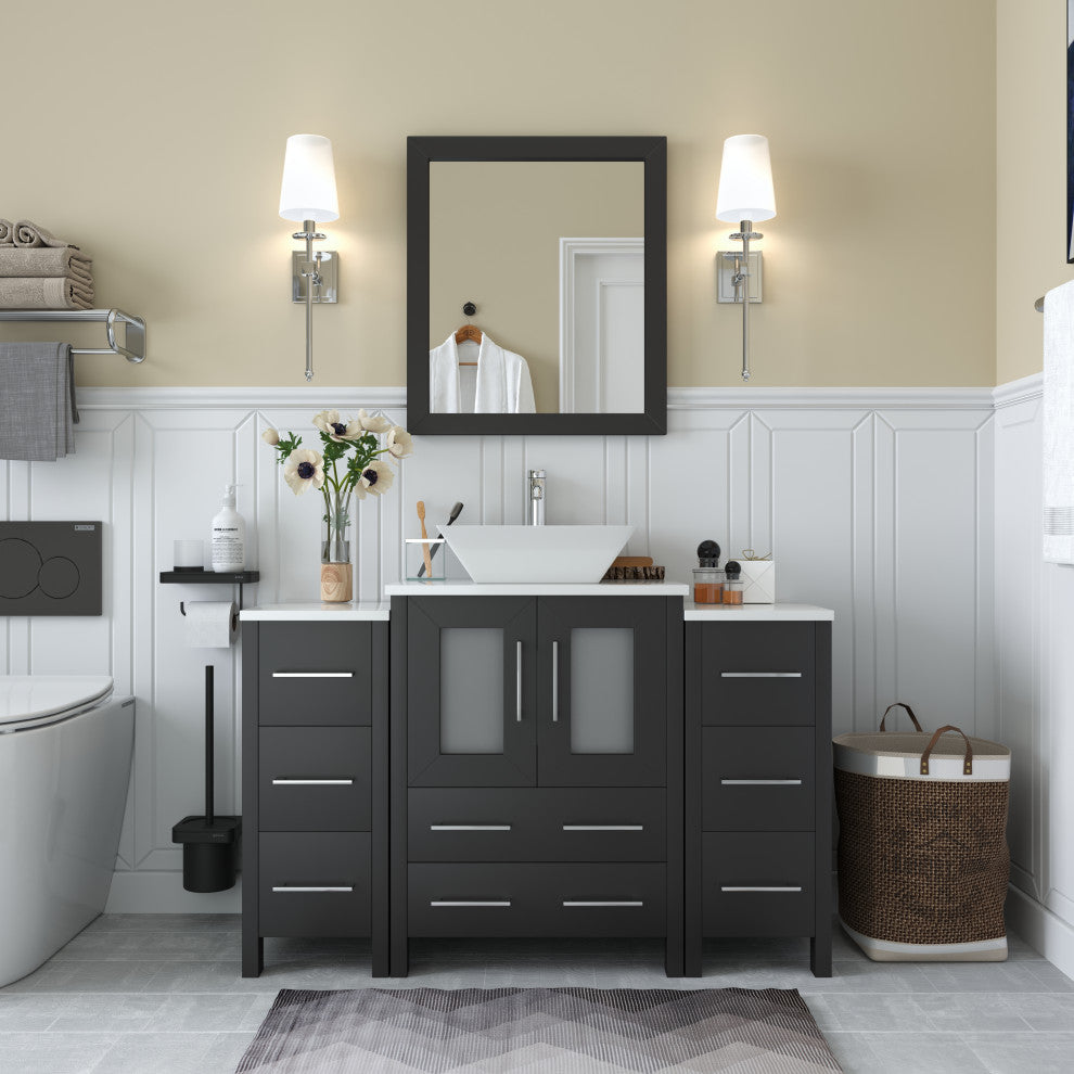 Vanity Art Bathroom Vanity Set With Sink, Espresso, 48", Led Touch-Switch Mirror