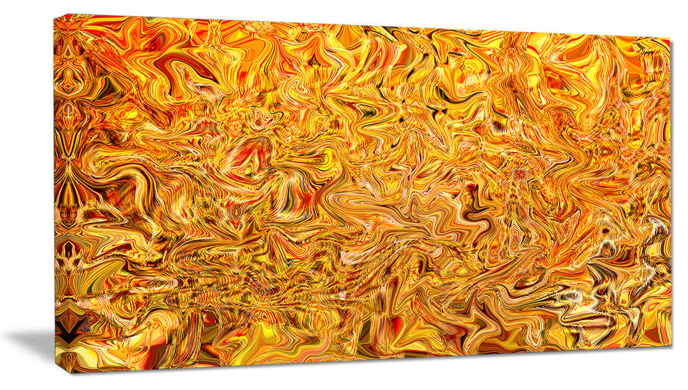 "Textured Flowing Yellow" Abstract Art Canvas Print, 32"x16"